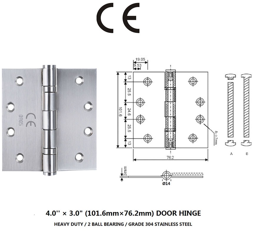 2bb 304 stainless steel CE hinges